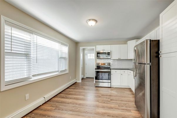 Interior, Kitchen, Stainless Steel Appliances, Wood Texture Flooring