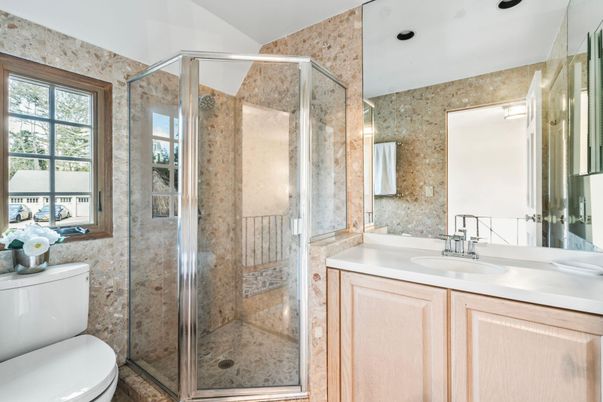 Bathroom, Glass Shower, Interior, Recessed Lighting