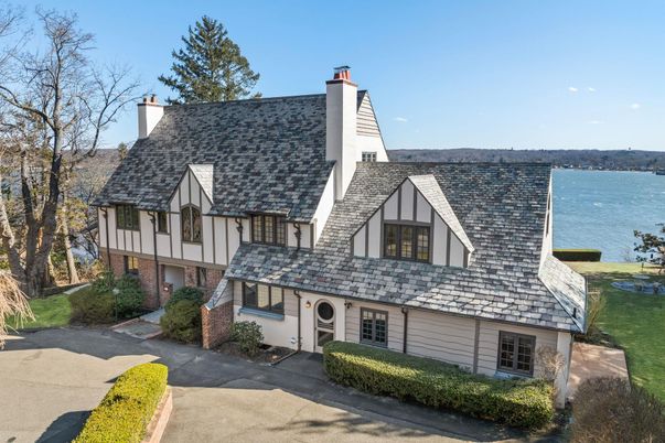 Exterior, Facade, Water, Tudor Revival