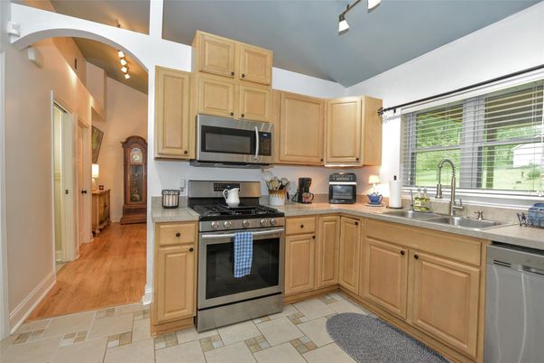Interior, Kitchen, Stainless Steel Appliances, Wood Texture Flooring