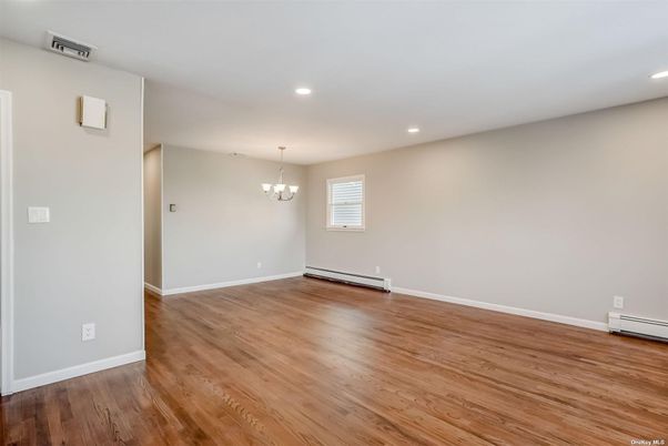 Chandelier, Empty room, Interior, Recessed Lighting, Wood Texture Flooring