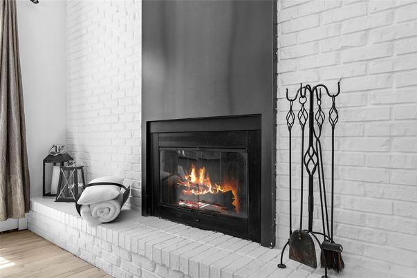Fireplace, Interior, Stone Walls, Wood Texture Flooring
