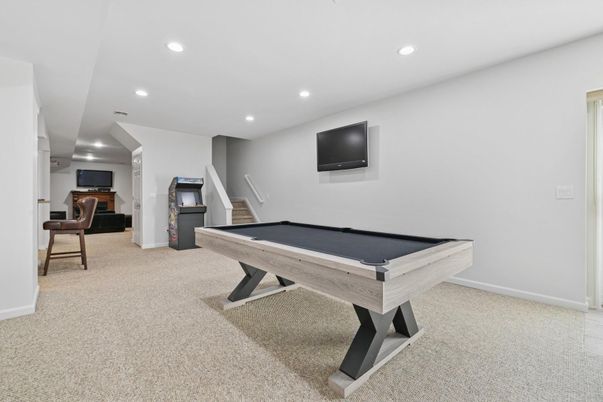 Billiard Table, Game Room, Interior, Recessed Lighting