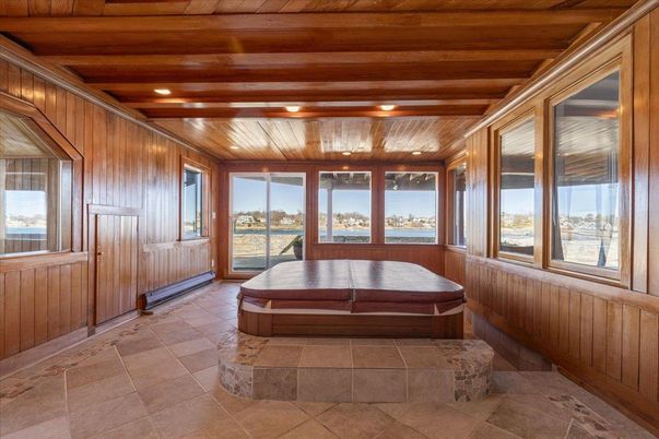 Hot Tub, Interior, Recessed Lighting, Water, Wooden Ceilings, Wooden Walls