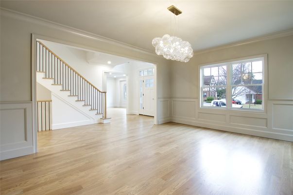Empty room, Interior, Pendant Lights, Wood Texture Flooring