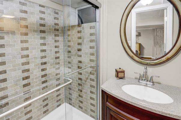 Bathroom, Glass Shower, Interior, Stone Walls