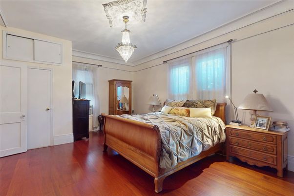 Bedroom, Chandelier, Interior, Wood Texture Flooring