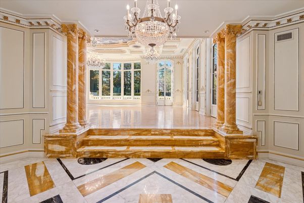 Chandelier, Interior, Marble, Recessed Lighting