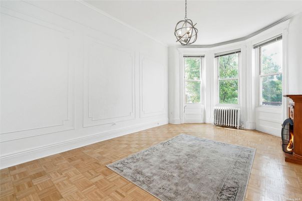 Chandelier, Empty room, Fireplace, Interior, Pendant Lights, Wood Texture Flooring