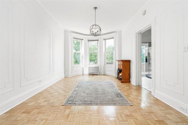 Empty room, Fireplace, Interior, Pendant Lights, Wood Texture Flooring