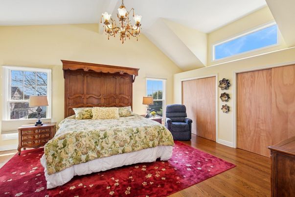 Bedroom, Chandelier, Interior, Wood Texture Flooring