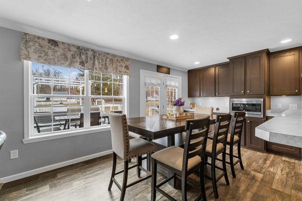 Dining room, Interior, Kitchen, Recessed Lighting, Wood Texture Flooring