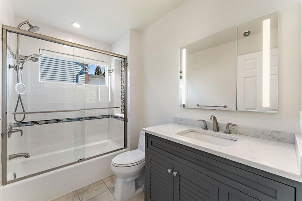 Bathroom, Glass Shower, Interior, Recessed Lighting