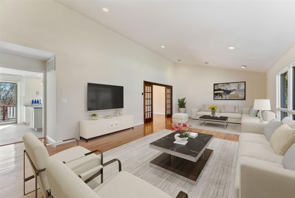 Interior, Living room, Recessed Lighting, Wood Texture Flooring