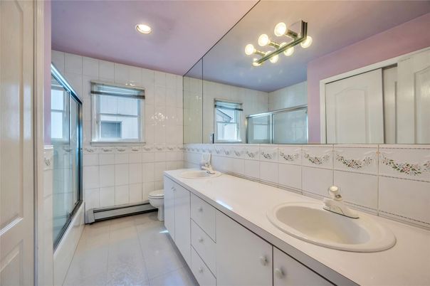 Bathroom, Dual Sink Vanities, Glass Shower, Interior, Recessed Lighting