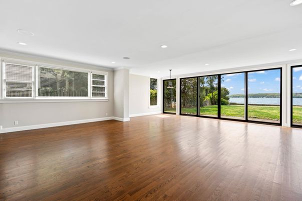 Empty room, Interior, Recessed Lighting, Wood Texture Flooring