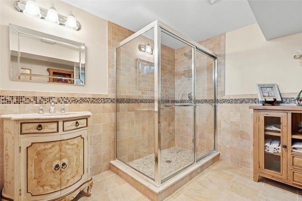 Bathroom, Glass Shower, Interior, Tile Countertops