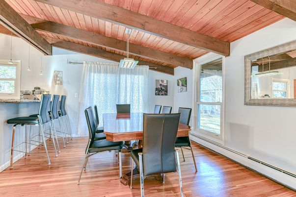 Dining room, Interior, Wooden Beams, Wooden Ceilings, Wood Texture Flooring