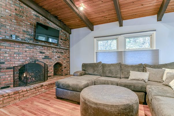 Fireplace, Interior, Living room, Stone Walls, Wooden Beams, Wooden Ceilings, Wood Texture Flooring