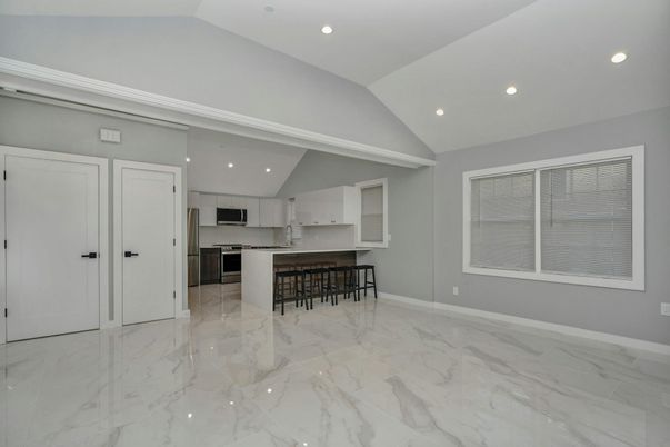 Interior, Kitchen, Marble, Recessed Lighting, Stainless Steel Appliances