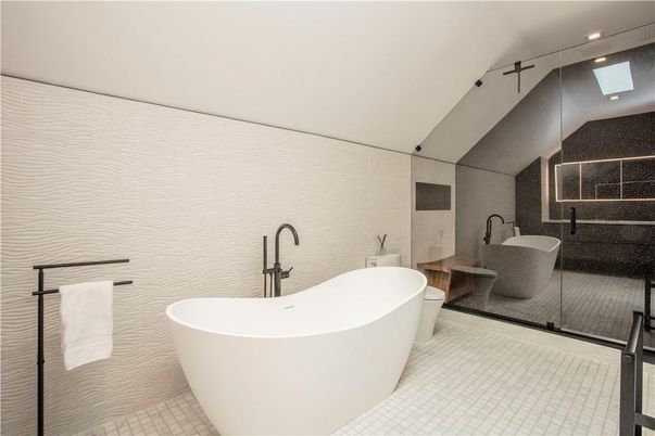 Bathroom, Dual Sink Vanities, Free Standing Baths, Glass Shower, Interior, Recessed Lighting