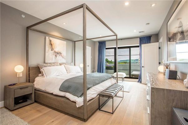 Bedroom, Interior, Recessed Lighting, Water, Wood Texture Flooring