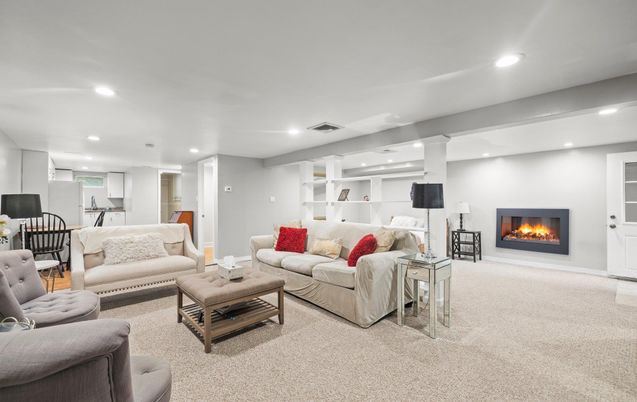 Fireplace, Interior, Living room, Recessed Lighting