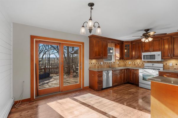 Interior, Kitchen, Pendant Lights, Wood Texture Flooring