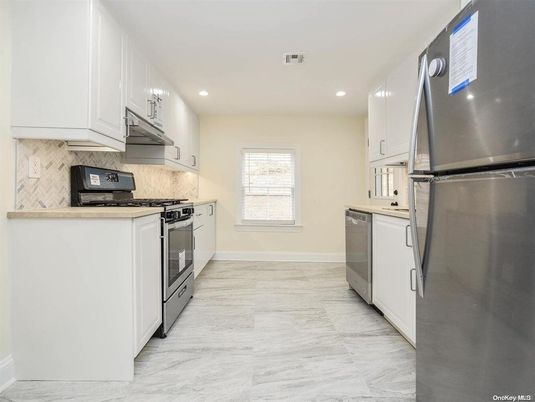 Interior, Kitchen, Marble, Recessed Lighting, Stainless Steel Appliances