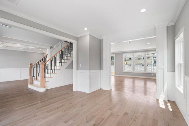 Empty room, Interior, Recessed Lighting, Wood Texture Flooring