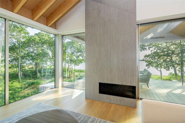 Fireplace, Interior, Sun Room, Wooden Beams, Wooden Ceilings, Wood Texture Flooring