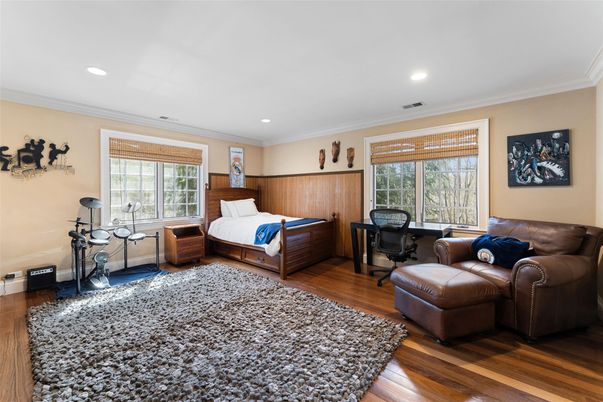 Bedroom, Home Office, Interior, Recessed Lighting, Wood Texture Flooring