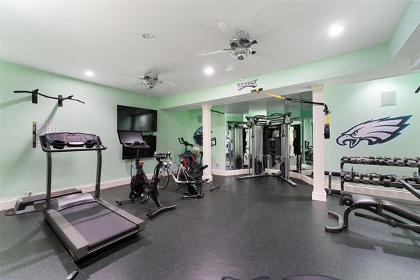 Fitness Equipment, Gym, Interior, Recessed Lighting