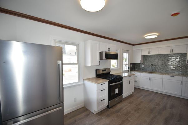 Interior, Kitchen, Stainless Steel Appliances, Wood Texture Flooring