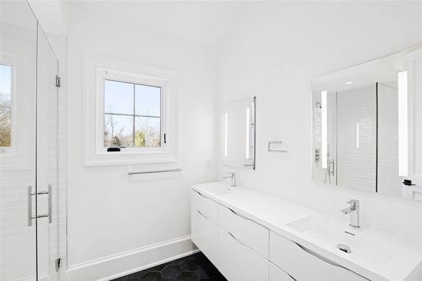 Bathroom, Dual Sink Vanities, Glass Shower, Interior