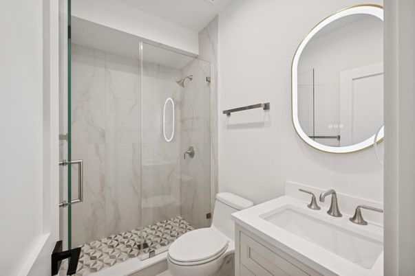 Bathroom, Glass Shower, Interior, Marble Walls