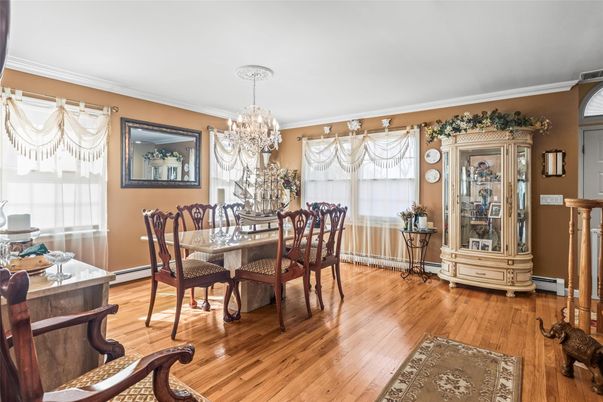 Chandelier, Dining room, Interior, Wood Texture Flooring