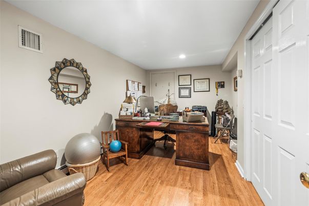 Home Office, Interior, Recessed Lighting, Wood Texture Flooring