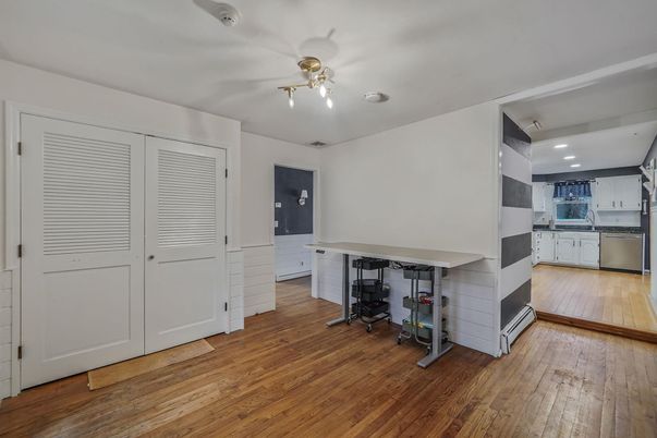 Interior, Kitchen, Recessed Lighting, Wood Texture Flooring