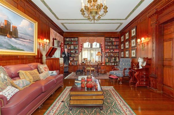 Chandelier, Home Office, Interior, Living room, Wood Texture Flooring, Wooden Walls