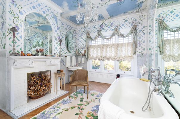 Bathroom, Chandelier, Fireplace, Free Standing Baths, Interior