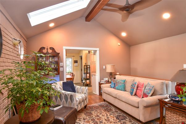 Interior, Living room, Recessed Lighting, Wooden Beams, Wood Texture Flooring