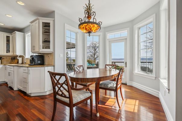 Dining room, Interior, Kitchen, Recessed Lighting, Wood Texture Flooring