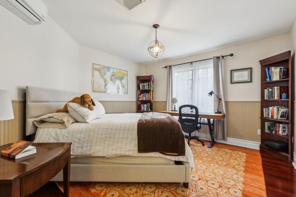 Bedroom, Home Office, Interior, Pendant Lights, Wood Texture Flooring