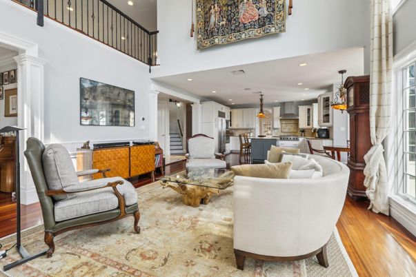Interior, Kitchen, Living room, Pendant Lights, Recessed Lighting, Wood Texture Flooring