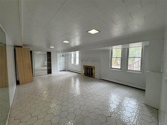 Empty room, Fireplace, Interior, Recessed Lighting