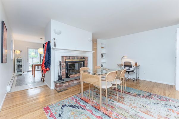 Fireplace, Home Office, Interior, Wood Texture Flooring