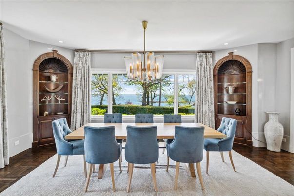 Chandelier, Dining room, Interior, Recessed Lighting, Wood Texture Flooring