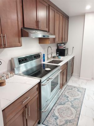 Interior, Kitchen, Marble, Recessed Lighting, Stainless Steel Appliances