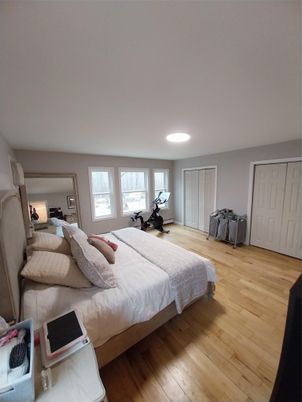 Bedroom, Fitness Equipment, Interior, Recessed Lighting, Wood Texture Flooring